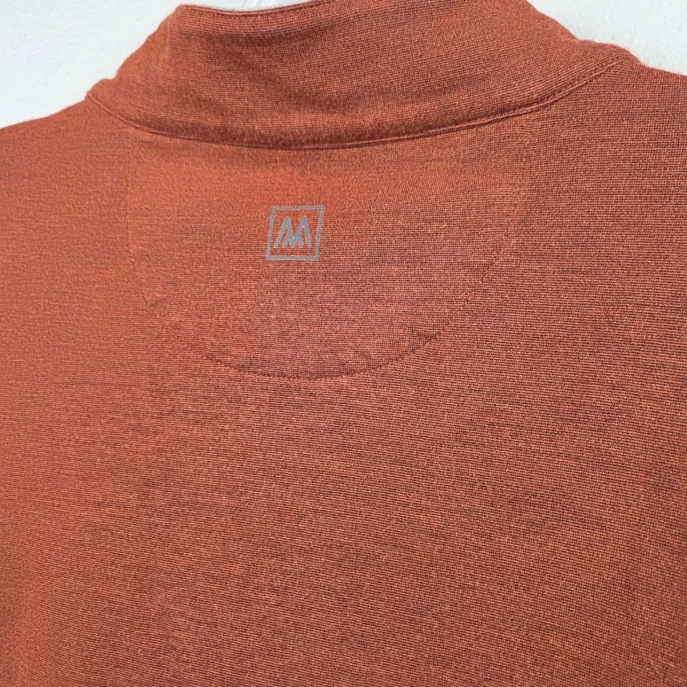 Mizzen+Main Mens Quarter Zip Pullover Burnt Orange Heather Large Size Mock Neck